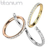 Implant Grade Titanium Gold PVD Multi White Gem Pave CZ Hinged Clicker Hoop - Pierced Universe