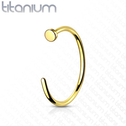 Implant Grade Titanium Gold PVD Nose Hoop Ring with Stopper - Pierced Universe