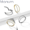 Implant Grade Titanium Gold PVD Pave White CZ Double Hoop Hinged Hoop Ring Clicker - Pierced Universe