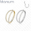 Implant Grade Titanium Gold PVD Pave White CZ Double Hoop Hinged Hoop Ring Clicker - Pierced Universe