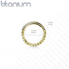 Implant Grade Titanium Gold PVD Ridged Design Hinged Hoop Septum Clicker Ring - Pierced Universe