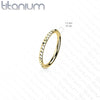 Implant Grade Titanium Gold PVD Ridged Hinged Hoop Clicker Ring - Pierced Universe