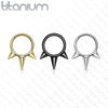 Implant Grade Titanium Gold PVD Spike Hinged Septum Ring Hoop Clicker - Pierced Universe