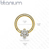 Implant Grade Titanium Gold PVD White CZ Gem Flower Hinged Clicker Hoop - Pierced Universe