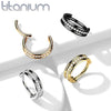 Implant Grade Titanium Gold PVD White CZ Pave Center Hinged Clicker Hoop - Pierced Universe