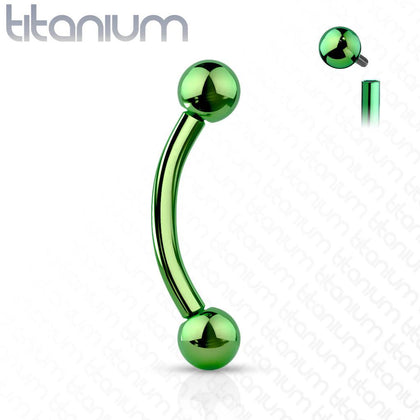 Implant Grade Titanium Green PVD Internally Threaded Curved Barbell - Pierced Universe