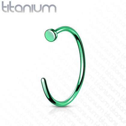 Implant Grade Titanium Green PVD Nose Hoop Ring with Stopper - Pierced Universe