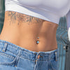 Implant Grade Titanium Internally Threaded Aqua CZ Bezel Cluster Belly Ring - Pierced Universe