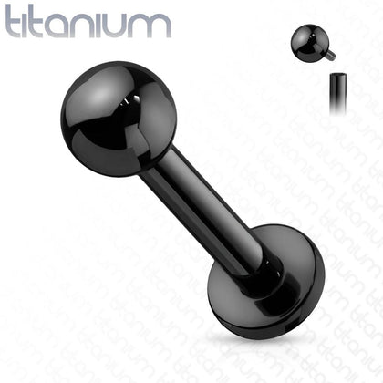 Implant Grade Titanium Internally Threaded Black PVD Labret - Pierced Universe