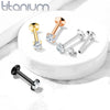 Implant Grade Titanium Internally Threaded Black PVD Plated White CZ Labret - Pierced Universe