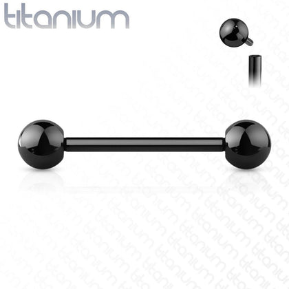 Implant Grade Titanium Internally Threaded Black PVD Straight Barbell - Pierced Universe