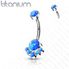 Implant Grade Titanium Internally Threaded Blue Opal Bezel Cluster Belly Ring - Pierced Universe