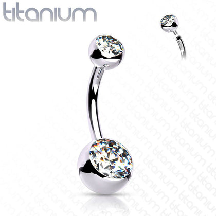 Implant Grade Titanium Internally Threaded Double Gem Belly Ring - Pierced Universe