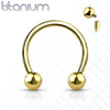 Implant Grade Titanium Internally Threaded Gold PVD Horseshoe Circular Barbell - Pierced Universe