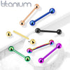 Implant Grade Titanium Internally Threaded Gold PVD Straight Barbell - Pierced Universe