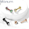 Implant Grade Titanium Internally Threaded Gold PVD White CZ Labret Flat Back - Pierced Universe