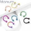 Implant Grade Titanium Internally Threaded Green PVD Horseshoe Circular Barbell - Pierced Universe