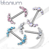 Implant Grade Titanium Internally Threaded Pink 5 Bezel CZ Gem Nipple Ring - Pierced Universe