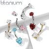 Implant Grade Titanium Internally Threaded Pink Heart CZ Belly Ring - Pierced Universe