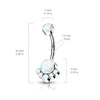 Implant Grade Titanium Internally Threaded Pink Opal Bezel Cluster Belly Ring - Pierced Universe