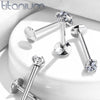 Implant Grade Titanium Internally Threaded Prong Circle White CZ Labret - Pierced Universe