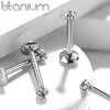 Implant Grade Titanium Internally Threaded Prong Square CZ Labret - Pierced Universe