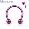 Implant Grade Titanium Internally Threaded Purple PVD Horseshoe Circular Barbell - Pierced Universe