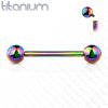 Implant Grade Titanium Internally Threaded Rainbow PVD Straight Barbell - Pierced Universe