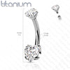 Implant Grade Titanium Internally Threaded Red Heart CZ Belly Ring - Pierced Universe