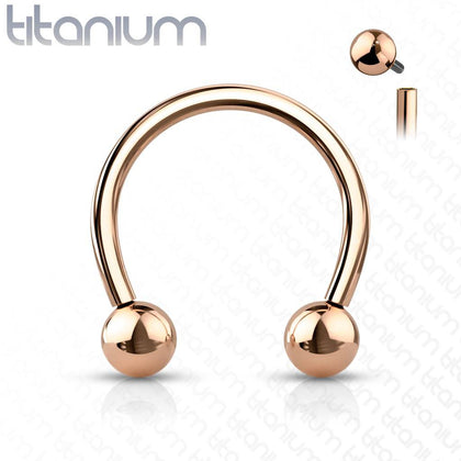 Implant Grade Titanium Internally Threaded Rose Gold PVD Horseshoe Circular Barbell - Pierced Universe