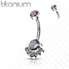 Implant Grade Titanium Internally Threaded Vitrail Medium CZ Bezel Cluster Belly Ring - Pierced Universe