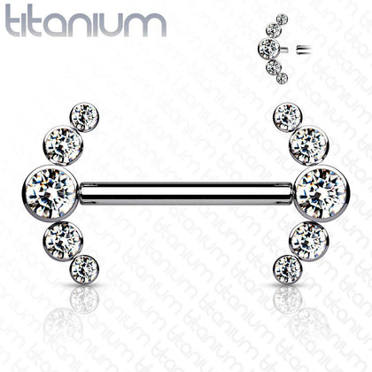 Implant Grade Titanium Internally Threaded White 5 Bezel CZ Gem Nipple Ring - Pierced Universe