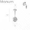 Implant Grade Titanium Internally Threaded White CZ Prong Belly Button Navel Ring - Pierced Universe