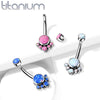 Implant Grade Titanium Internally Threaded White Opal Bezel Cluster Belly Ring - Pierced Universe