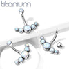 Implant Grade Titanium Internally Threaded With 5 Bezel White Opal Bottom Belly Ring - Pierced Universe