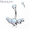 Implant Grade Titanium Internally Threaded With 5 Bezel White Opal Bottom Belly Ring - Pierced Universe