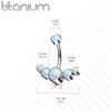 Implant Grade Titanium Internally Threaded With 5 Bezel White Opal Bottom Belly Ring - Pierced Universe