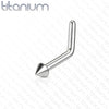 Implant Grade Titanium L Shape Ball, Spike, Dome Nose Stud - Pierced Universe