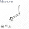 Implant Grade Titanium L Shape Ball, Spike, Dome Nose Stud - Pierced Universe