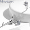 Implant Grade Titanium L Shape Heart CZ Prong Nose Stud - Pierced Universe