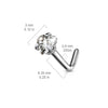 Implant Grade Titanium L Shape Heart CZ Prong Nose Stud - Pierced Universe