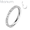 Implant Grade Titanium Multi White Gem Pave CZ Hinged Clicker Hoop - Pierced Universe