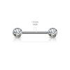 Implant Grade Titanium Nipple Barbell With Internally Threaded Aqua CZ Gems - Pierced Universe