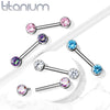 Implant Grade Titanium Nipple Barbell With Internally Threaded Vitrail CZ Gems - Pierced Universe