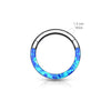 Implant Grade Titanium Pink Opal Inlay Septum Daith Clicker Hinged Hoop Ring - Pierced Universe