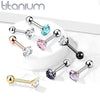 Implant Grade Titanium Prong White CZ Cartilage Stud With Ball Back - Pierced Universe