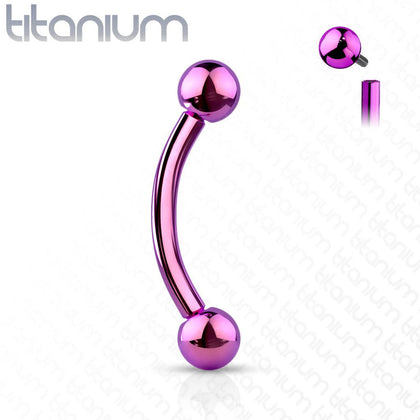 Implant Grade Titanium Purple PVD Internally Threaded Curved Barbell - Pierced Universe