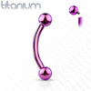 Implant Grade Titanium Purple PVD Internally Threaded Curved Barbell - Pierced Universe