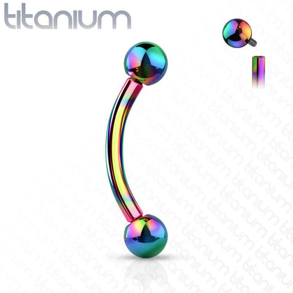 Implant Grade Titanium Rainbow PVD Internally Threaded Curved Barbell - Pierced Universe