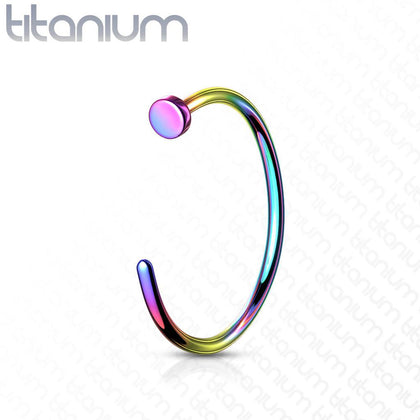 Implant Grade Titanium Rainbow PVD Nose Hoop Ring with Stopper - Pierced Universe